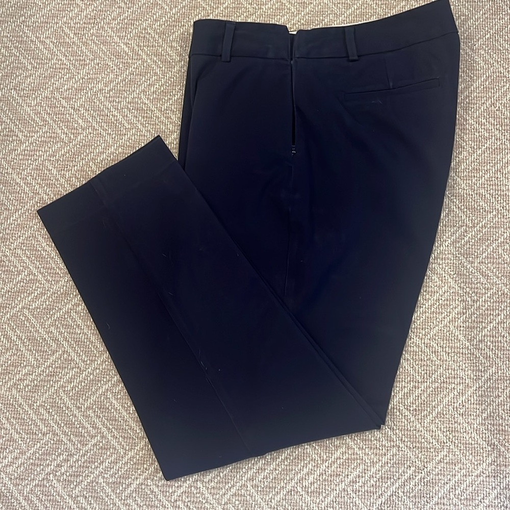 Talbots Pants Navy Size 8 94% Cotton 6% Spandex Side Zipper Flat Front - Picture 2 of 5